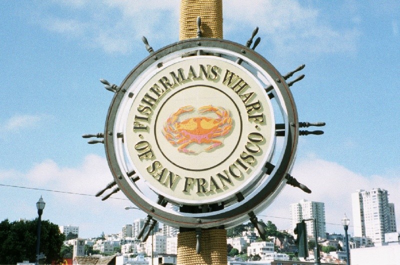 In San Francisco before going to LA. Fisherman's Wharf sign.