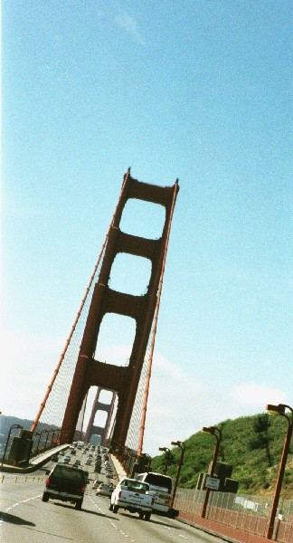 In the car about to head over the Golden Gate bridge