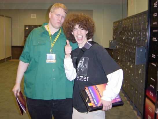 E3 2002. Posing with Patrick Klepek. His afro is amazing.