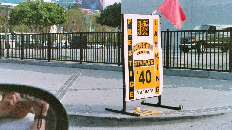 E3 2003. Parking has become a little more reasonable in recent years, but some lots still charge a ton. That's $40 a day.