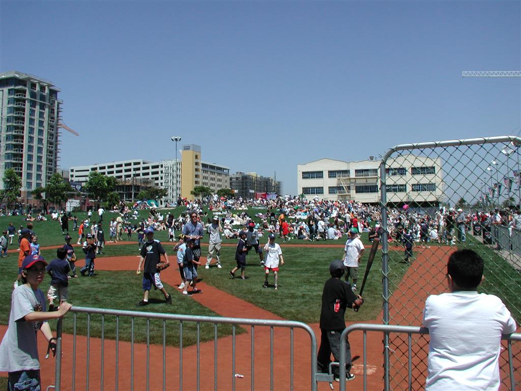 Petco Park has a large area behind the outfield fence where people can chill and kids can play whiffle ball