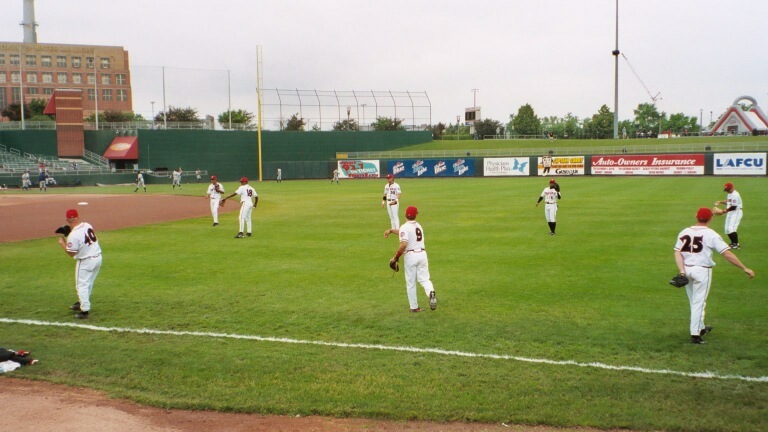 The Luggies warming up before the game.